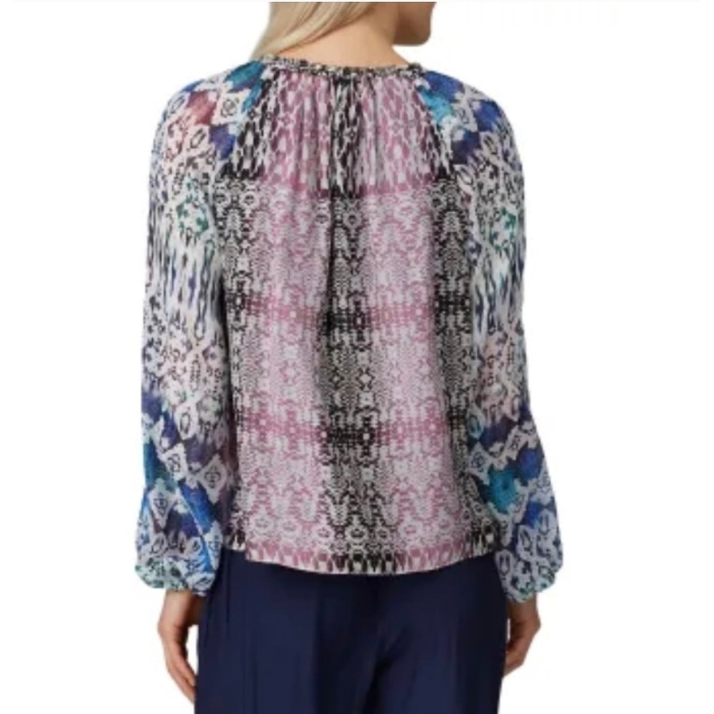 Ramy Brook Kayden Silk Blouse Large Boho Snakeskin Print Multi-Color Long Sleeve - Picture 8 of 10